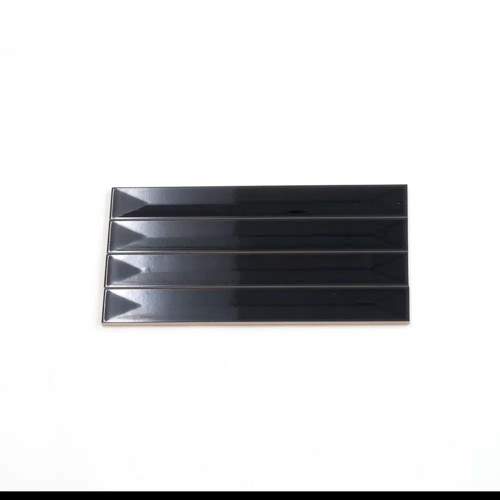 Jet Black 2x16 Glossy Ceramic Deco Subway Tile (50 pack,10.76 sq ft/case)