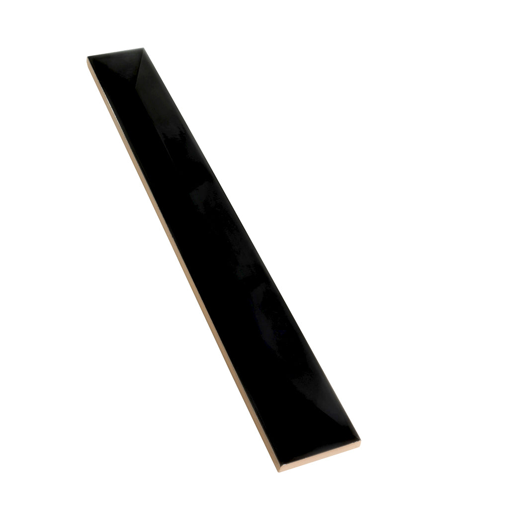 Jet Black 2x16 Glossy Ceramic Deco Subway Tile (50 pack,10.76 sq ft/case)