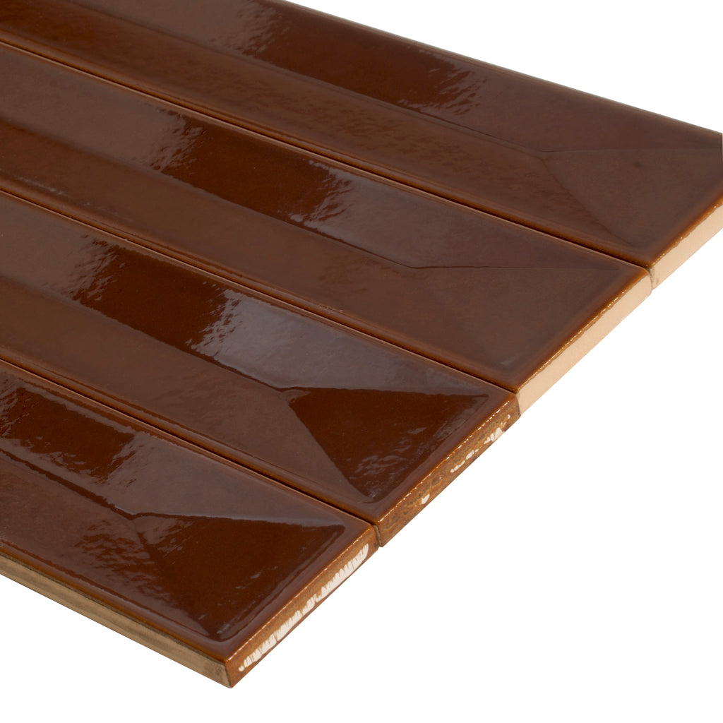 Caramel 2x16 Glossy Ceramic Deco Subway Tile (50 pack,10.76 sq ft/case)