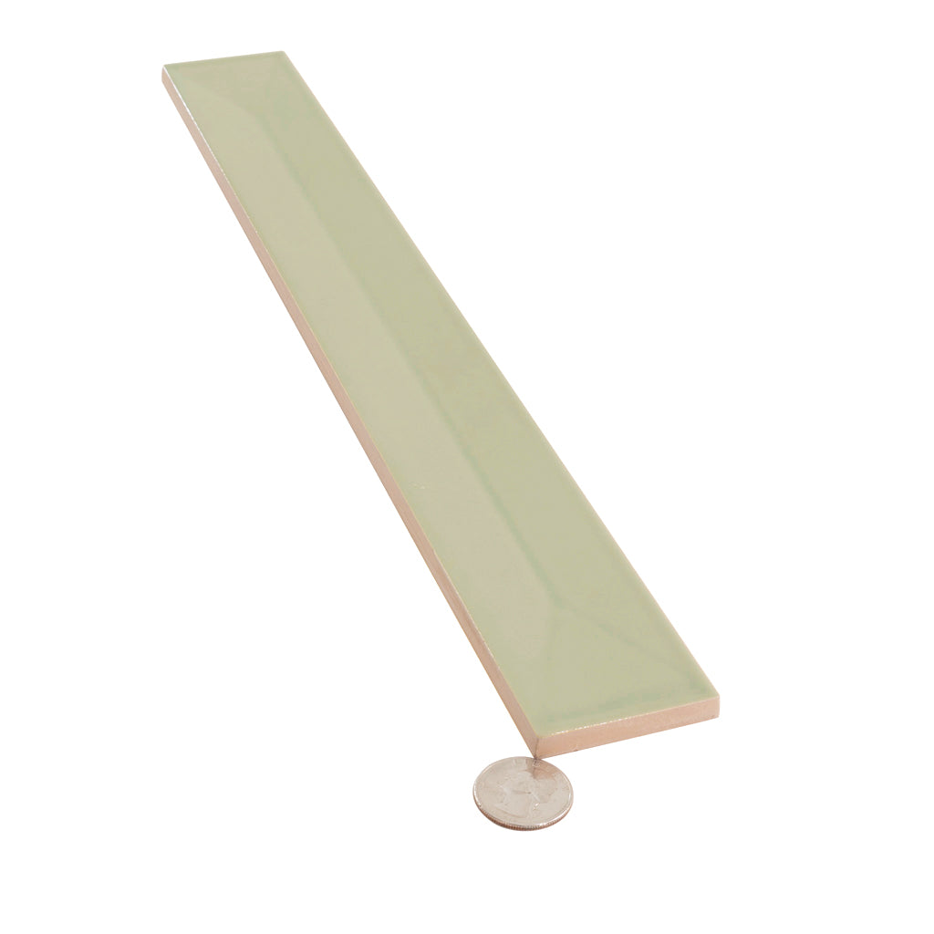 Soft Mint Green 2x16 Glossy Ceramic Deco Subway Tile (50 pack,10.76 sq ft/case)
