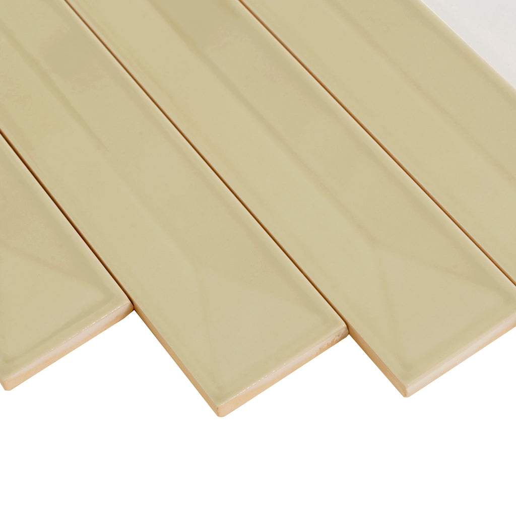 Soft Olive 2x16 Glossy Ceramic Deco Subway Tile (50 pack,10.76 sq ft/case)