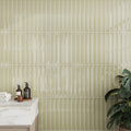 Soft Olive 2x16 Glossy Ceramic Deco Subway Tile (50 pack,10.76 sq ft/case)