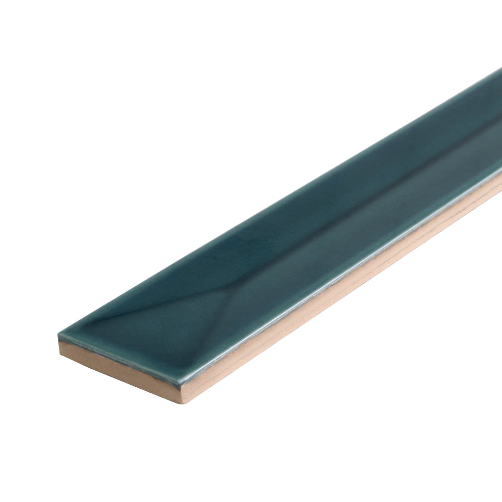 Emerald Petrol Blue 2x16 Glossy Ceramic Deco Subway Tile (50 pack,10.76 sq ft/case)