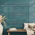 Emerald Petrol Blue 2x16 Glossy Ceramic Deco Subway Tile (50 pack,10.76 sq ft/case)