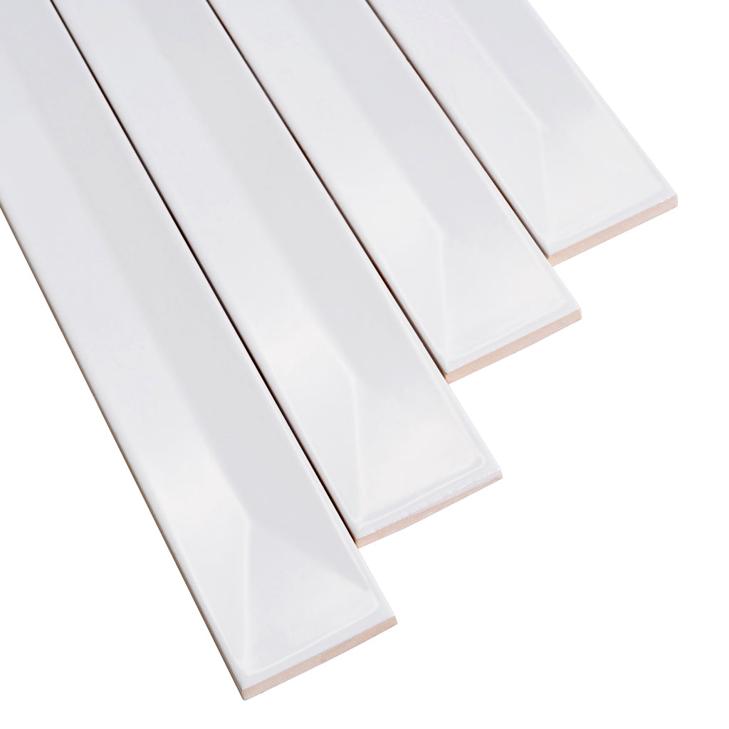 Snow White 2x16 Glossy Ceramic Deco Subway Tile (50 pack,10.76 sq ft/case)