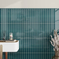 Emerald Petrol Blue 0.5x8 Glossy Ceramic Pencil Tile Trim (10 pack, 0.27 sq ft/case)