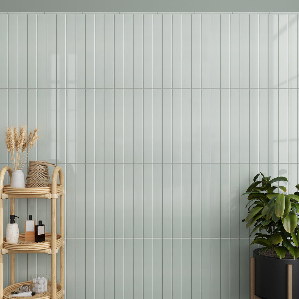 Pastel light Blue 2x16 Glossy Ceramic Subway Tile (50 pack, 10.76
