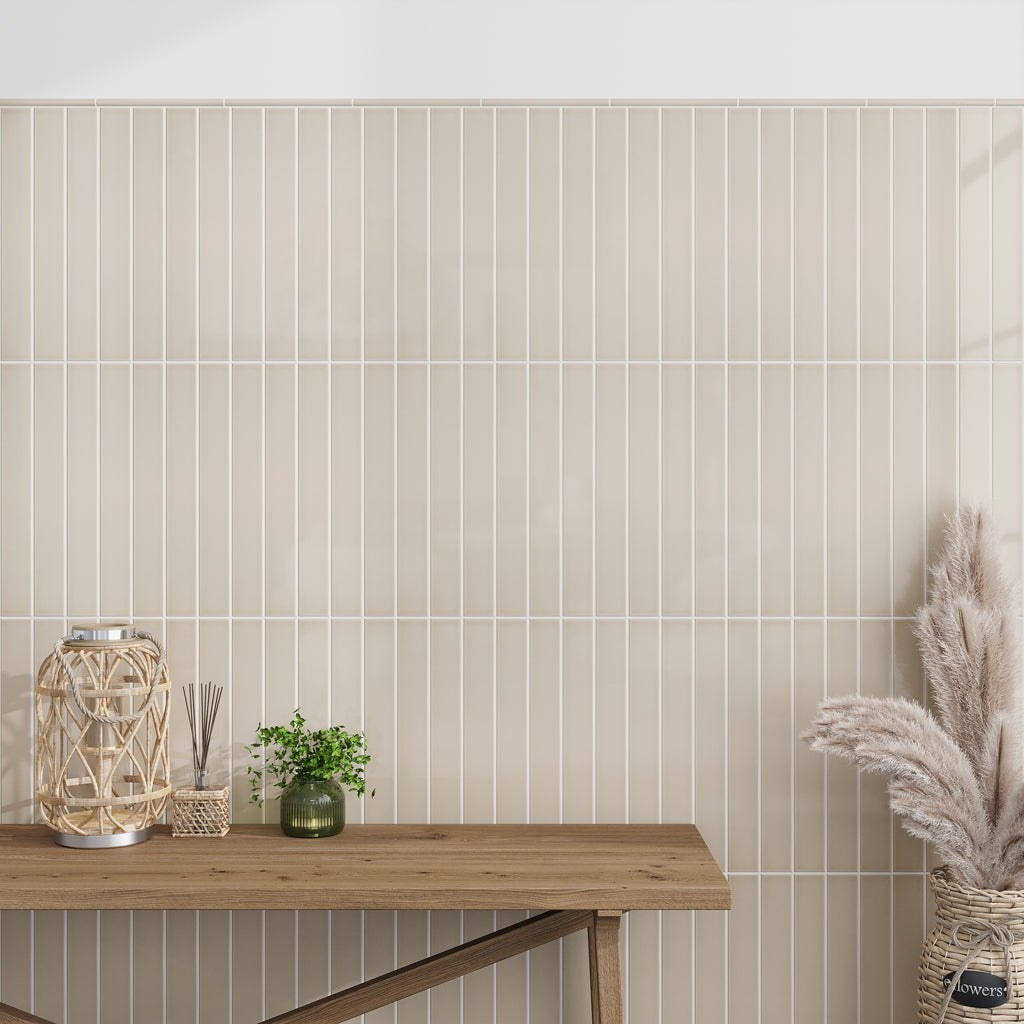 Alabaster Beige 2x16 Glossy Ceramic Subway Tile (50 pack, 10.76 sq ft/case)