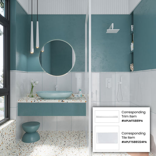 White 0.5x12 Polished Marble Jolly Pencil Tile Trim (10 pack, 0.5 sq ft/case) - Sample