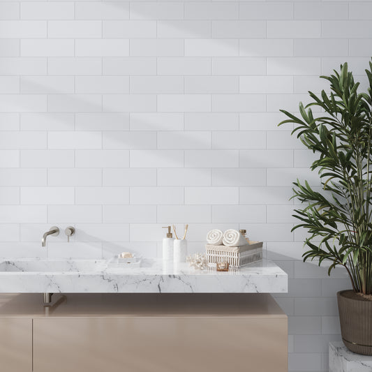 White 4x12 Honed Subway Marble Tile (15 pack, 5 sq ft/case) - Sample