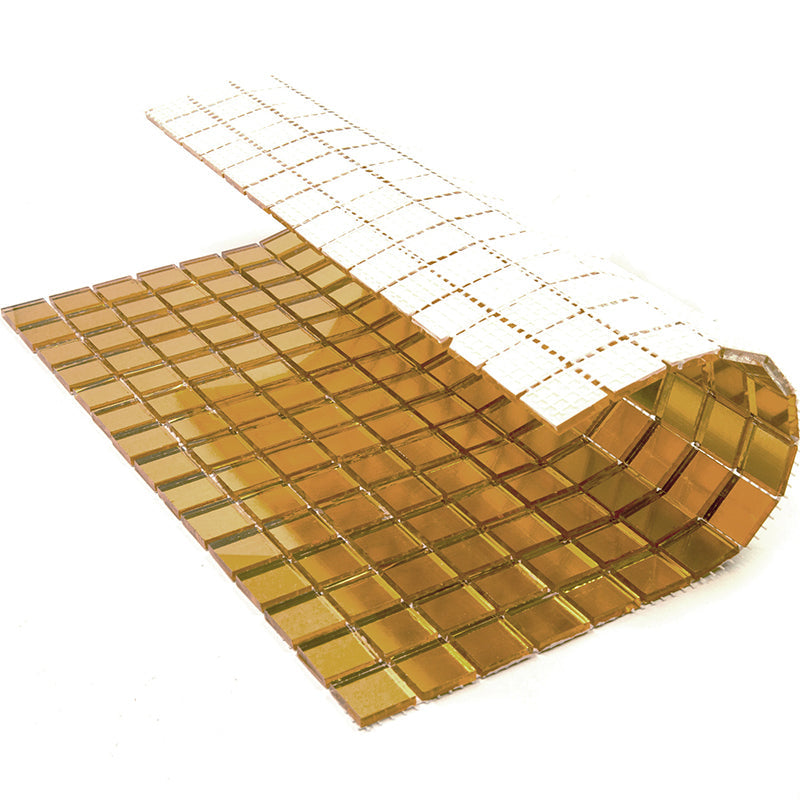 Amber Gold 12x12 Glossy Uniform Square Glass Mosaic Tile (20 pack, 20 sq ft/case) - Sample