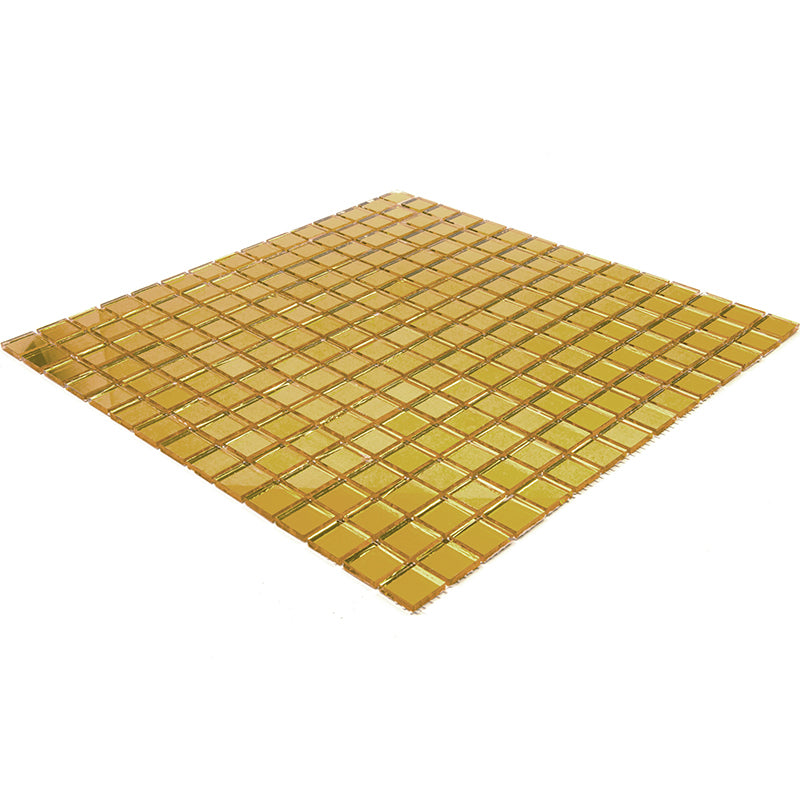Amber Gold 12x12 Glossy Uniform Square Glass Mosaic Tile (20 pack, 20 sq ft/case)