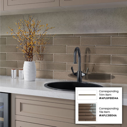 Cedar Brown 0.5x12 Glossy Glass Pencil Tile Trim (10 pack, 0.5 sq ft/case) - Sample