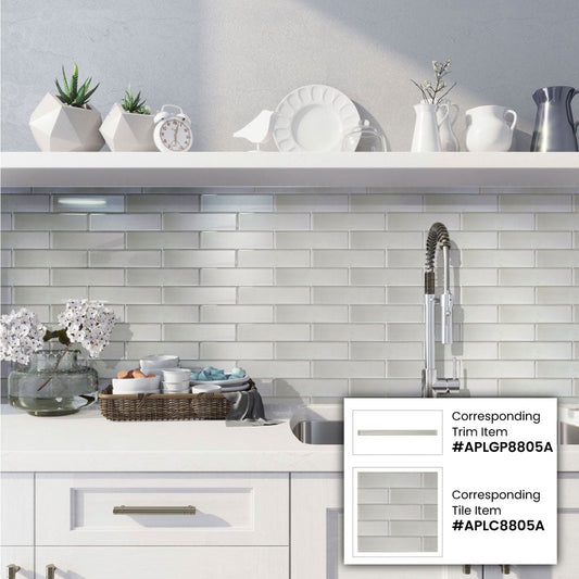 Snow White 0.5x12 Glossy Glass Pencil Tile Trim (10 pack, 0.5 sq ft/case) - Sample