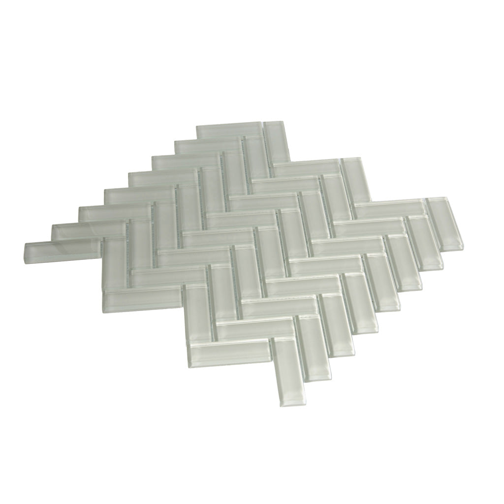 Herringbone Polished Glass Mosaic Tile