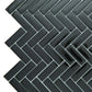 Black Herringbone Glass Mosaic Tile
