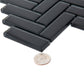 Black Herringbone Polished Glass Tile