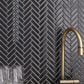 Black 11x13 Glossy Herringbone Glass Mosaic Tile (5 pack, 4.8125 sq ft/case)