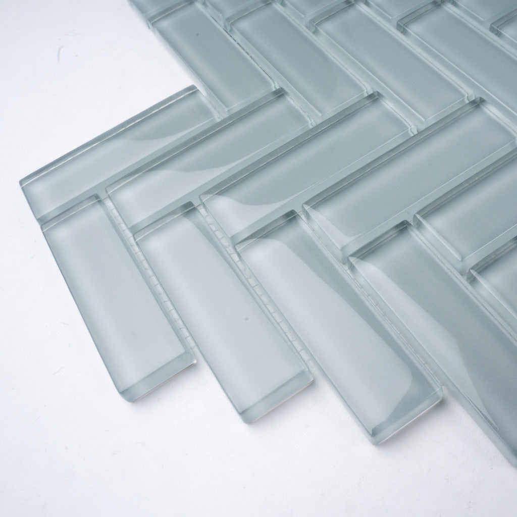 Gray Herringbone Polished Mosaic Tile