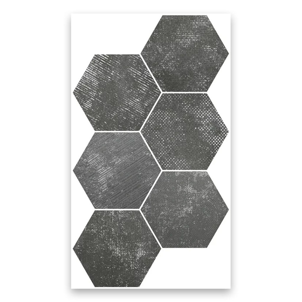 Graphite Gray 9x11 Textured Hexagon Porcelain Tile (16 pack, 8.07 sq ft/case)