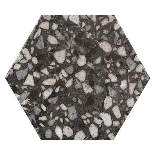 Charcoal Black 9x11 Matte Hexagon Porcelain Tile (16 pack, 8.07 sq ft/case) - Sample