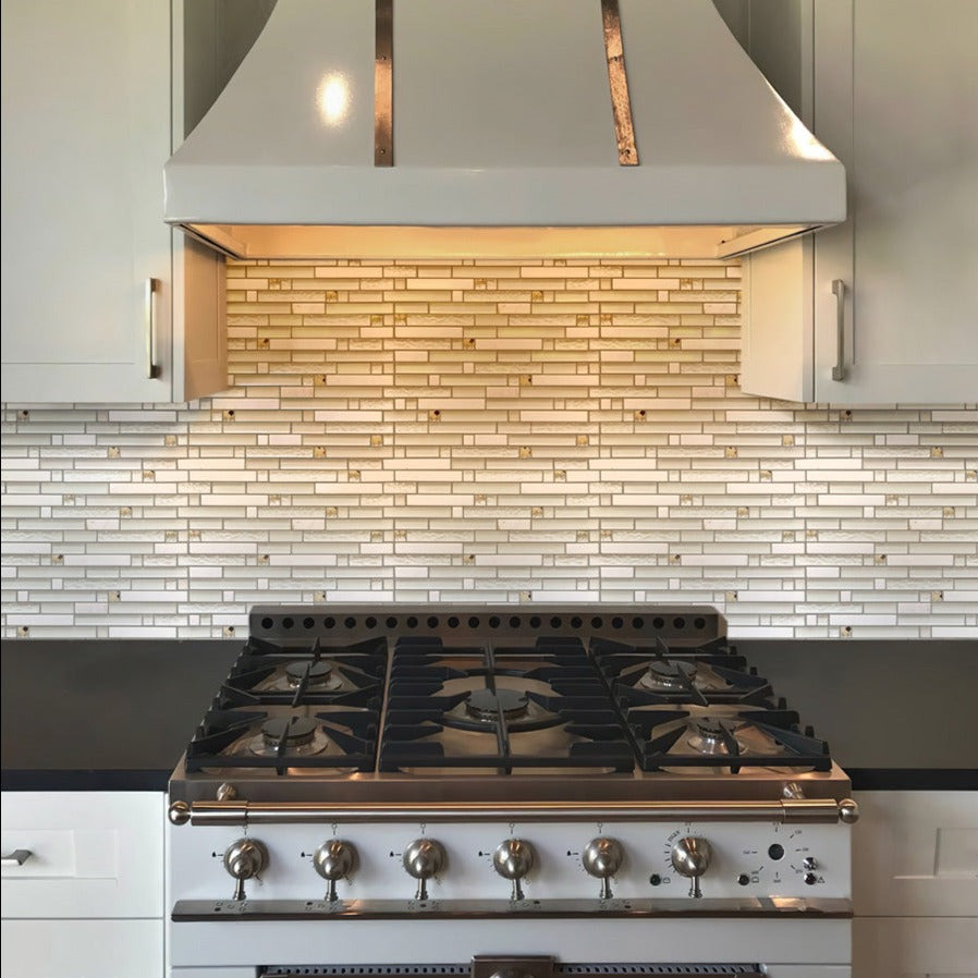 White 12x12 Glossy Matte Brick Glass Mosaic Tile (5 pack, 4.83 sq ft/case) - Sample