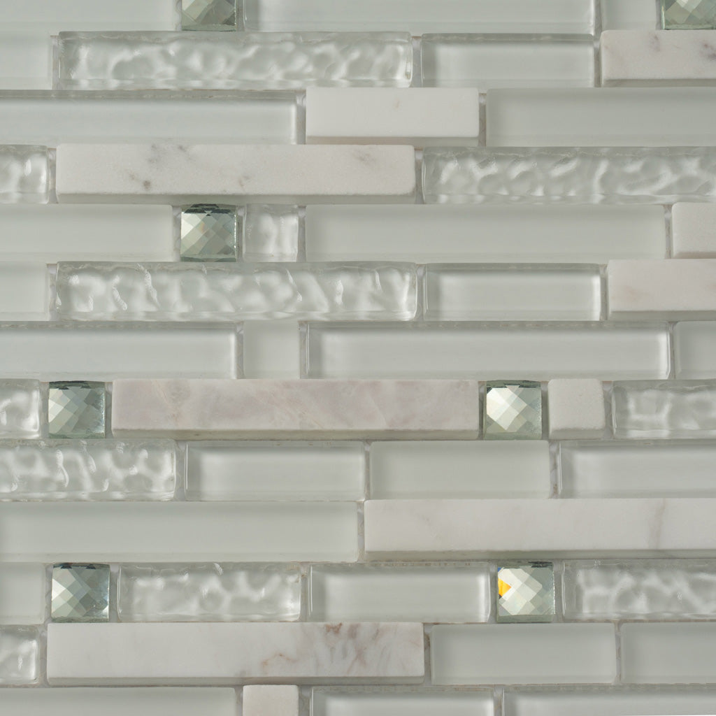 White 12x12 Glossy Matte Brick Glass Mosaic Tile (5 pack, 4.83 sq ft/case) - Sample