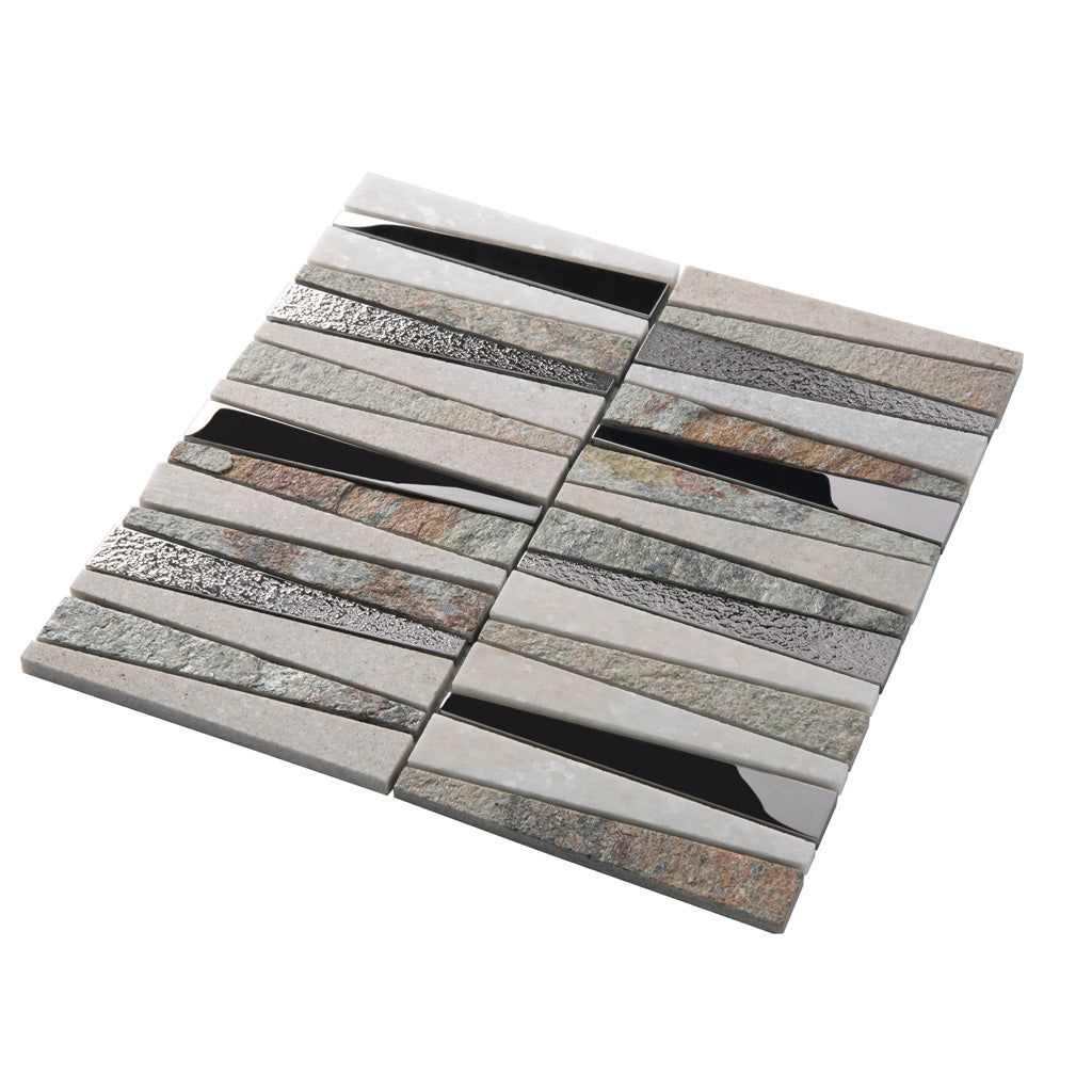 White and Brown Glass Mosaic Tile