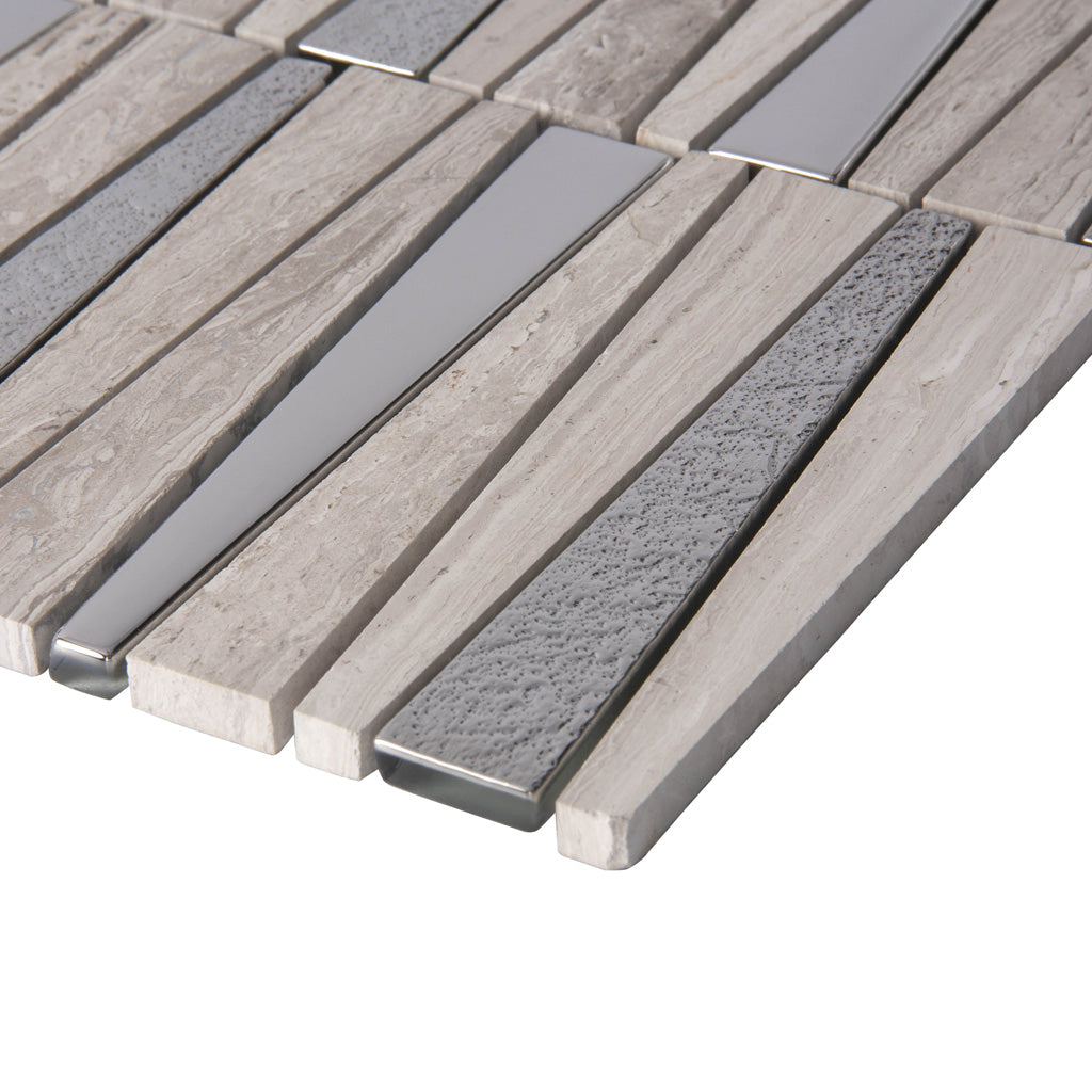12x12 Gray Textured Mosaic Tile