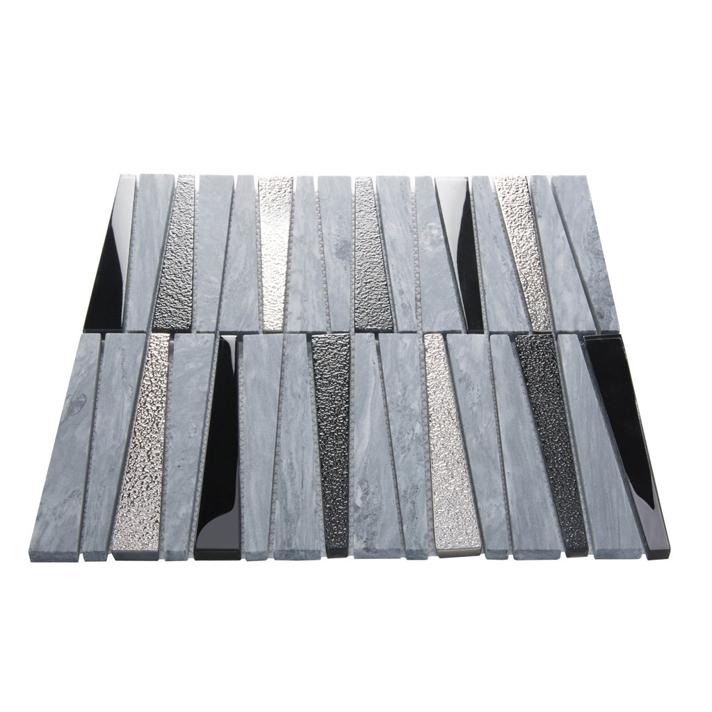 12x12 Blue and Gray Marble and Glass Tile