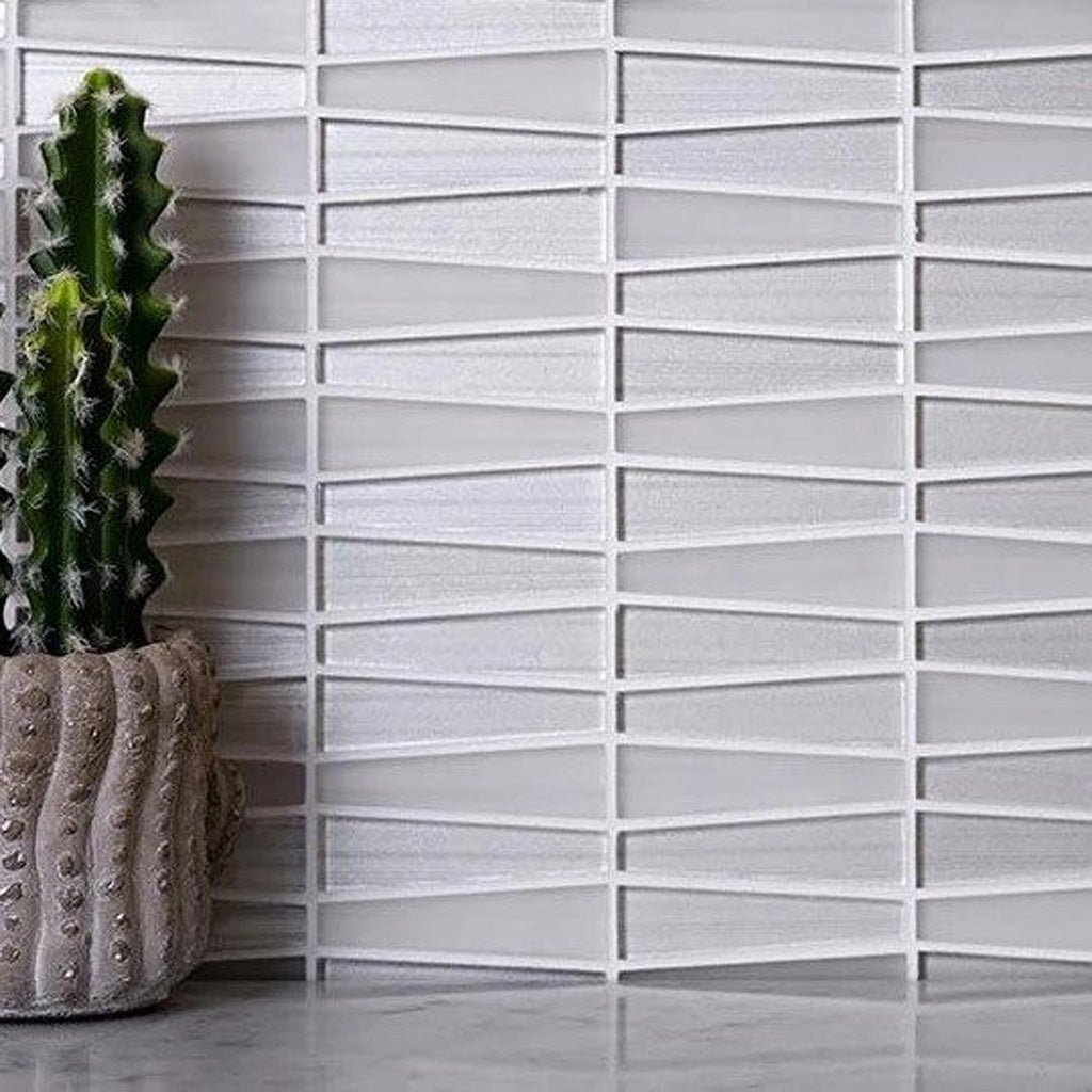 12x13 White Glass Mosaic Tile