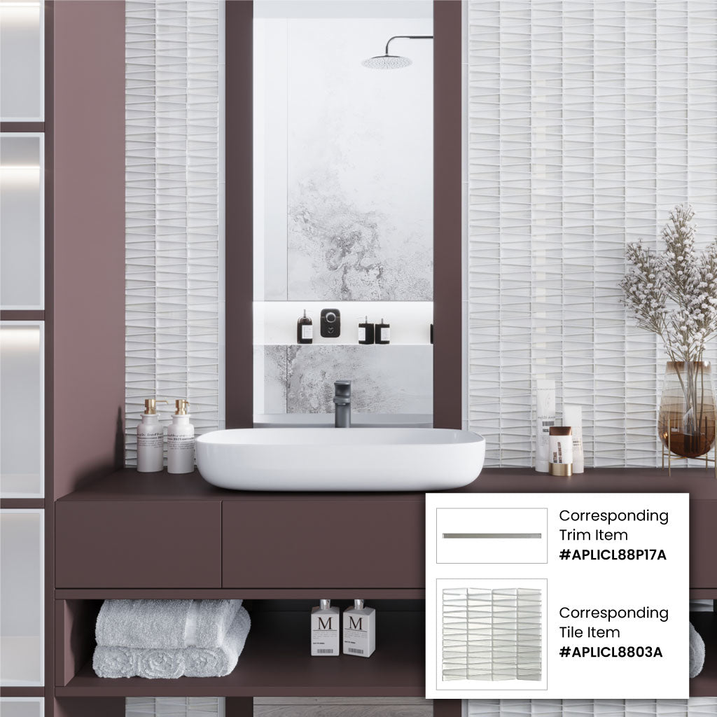 White 12x13 Trapezium Glossy Matte Glass Mosaic Tile (5 pack, 5.38 sq ft/case)