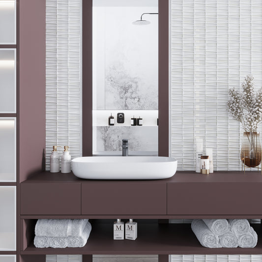 White 12x13 Trapezium Glossy Matte Glass Mosaic Tile (5 pack, 5.38 sq ft/case)