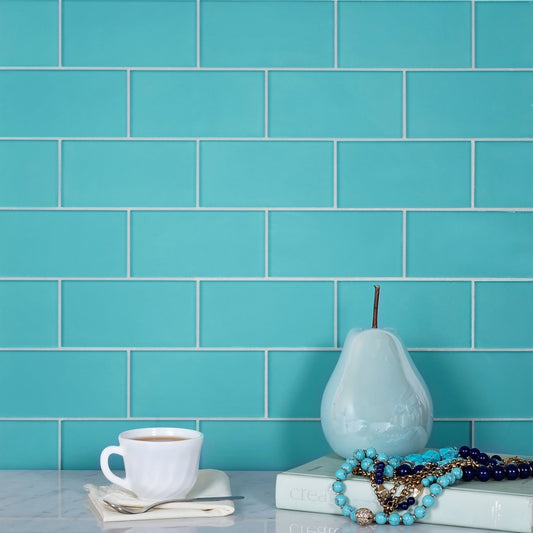 Sky Blue 3x6 Matte Subway Glass Tile (40 pack, 5 sq ft/case) - Sample