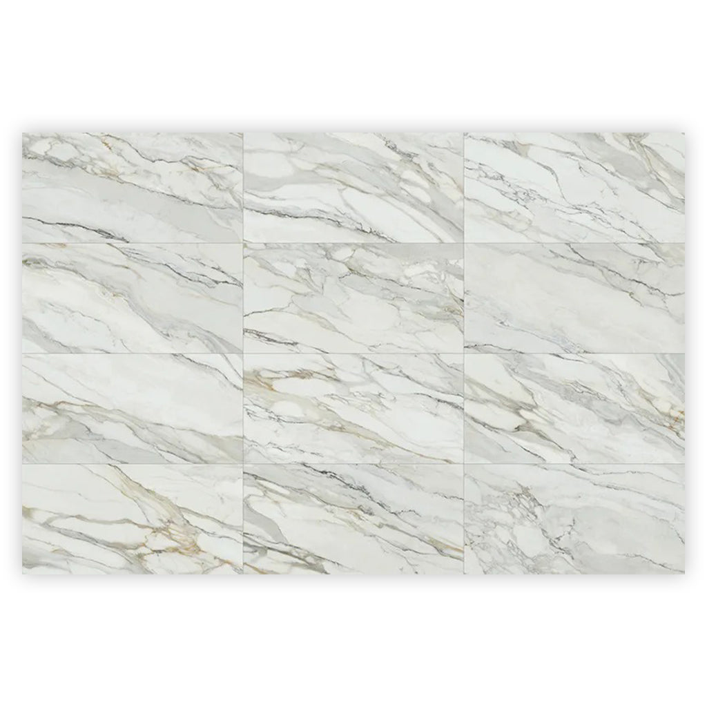 White with Gray Vein 24x48 Polished Porcelain Large Format Tile (2 pack, 15.42 sq ft/case)
