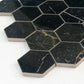 Sable Black 9x13 Polished Hexagon Porcelain Mosaic Tile (9 pack, 7.09 sq ft/case) - Sample