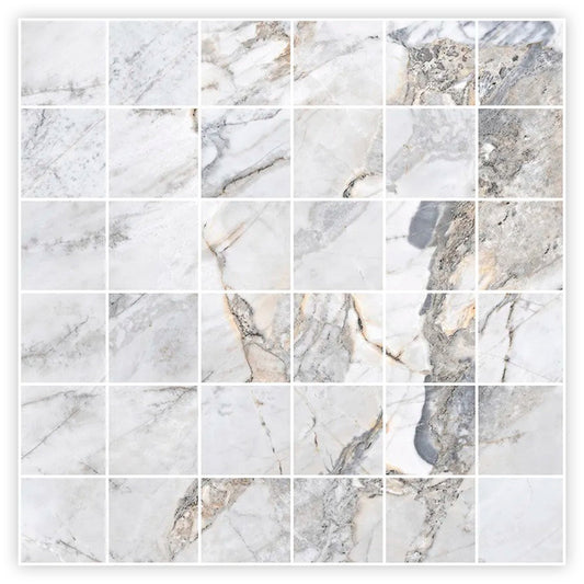 Pale Gray 12x12 Polished Square Porcelain Mosaic Tile (11 pack, 10.65 sq ft/case) - Sample