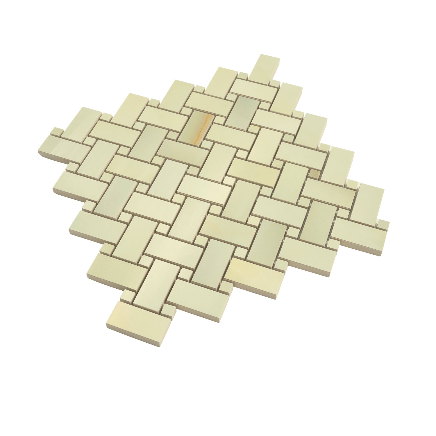 Splendor 12x12 Celadon Giada Porcelain Mosaic Onyx Basketweave Wall and Floor Tile (5 Pack, 4.84 sq ft/case) - Sample