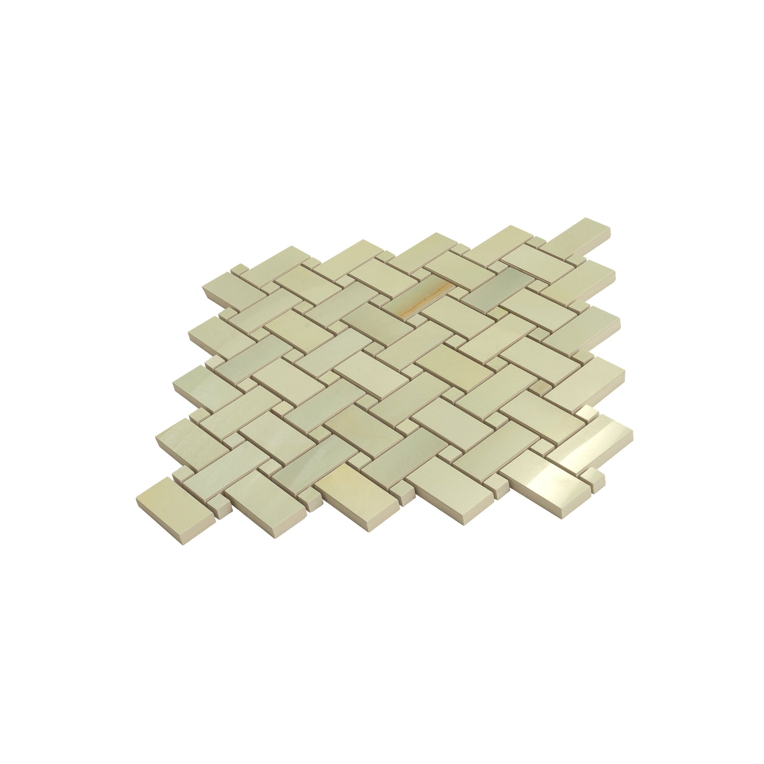 Splendor 12x12 Celadon Giada Porcelain Mosaic Onyx Basketweave Wall and Floor Tile (5 Pack, 4.84 sq ft/case) - Sample
