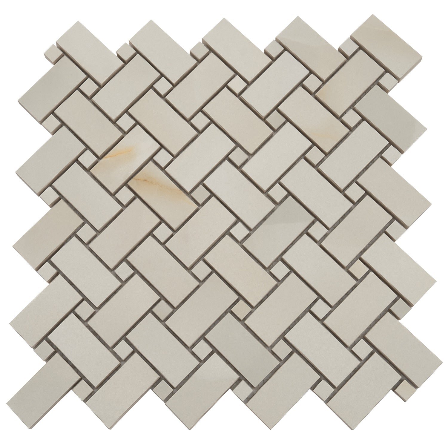 Splendor 12x12 Perla Porcelain Mosaic Onyx Basketweave Wall and Floor Tile (5 Pack, 4.84 sq ft/case) - Sample