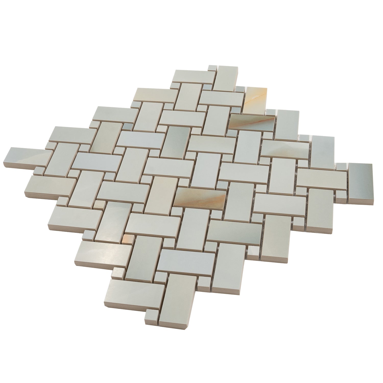 Splendor 12x12 Turchese Porcelain Mosaic Onyx Basketweave Wall and Floor Tile (5 Pack, 4.84 sq ft/case) - Sample