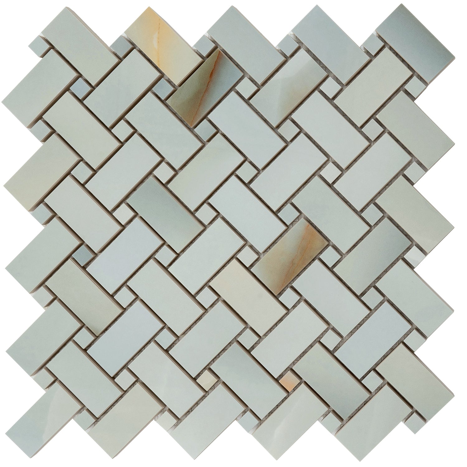 Splendor 12x12 Turchese Porcelain Mosaic Onyx Basketweave Wall and Floor Tile (5 Pack, 4.84 sq ft/case) - Sample