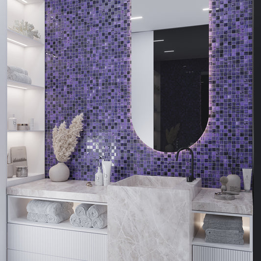5 pack Purple 11.3 in. x 11.3 in. Polished and Matte Finished Glass Mosaic Tile (4.43 sq. ft./Case)