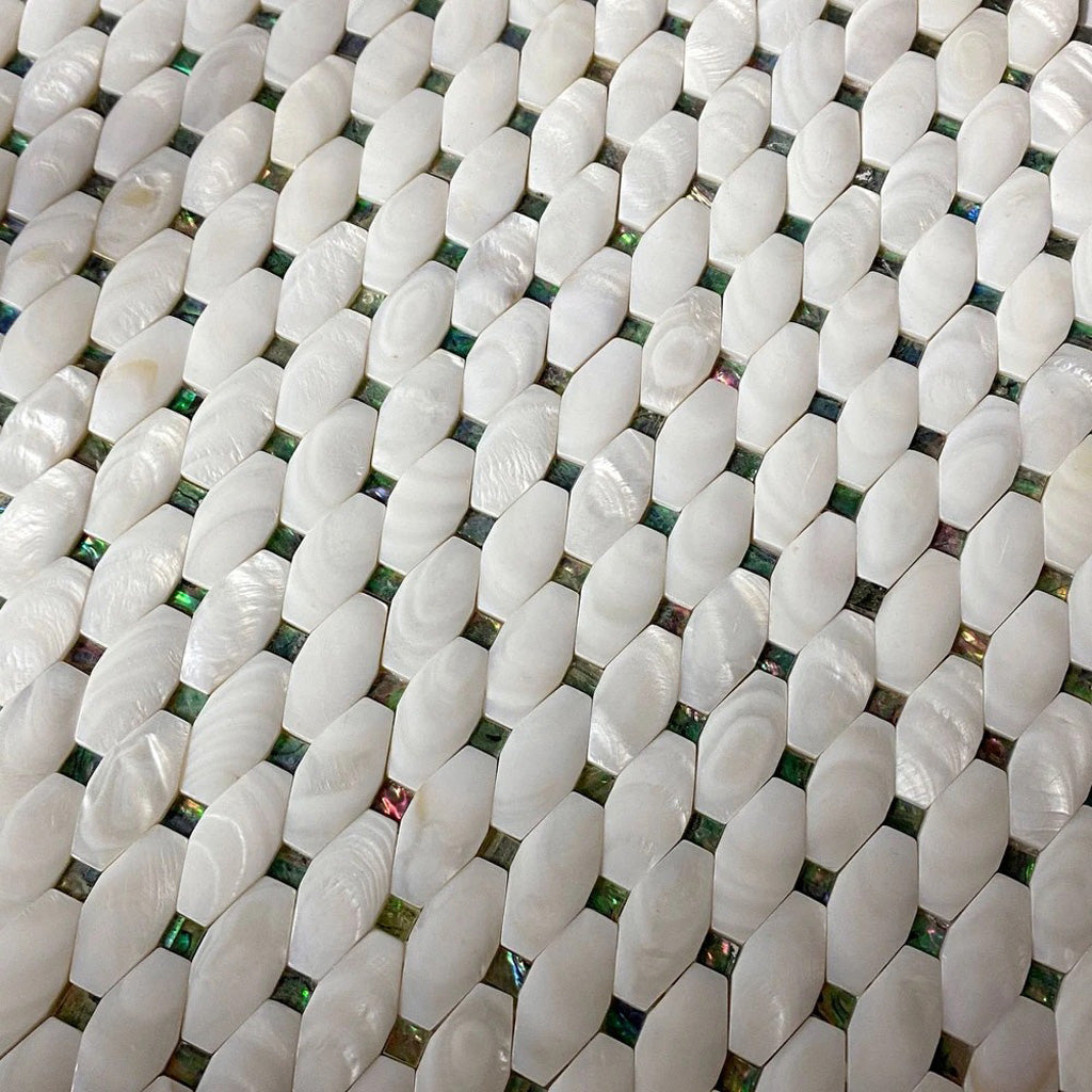 White 11x11 Polished Octagon Shell Mother of Pearl Mosaic Tile (20 pack, 18.68 sq ft/case) - Sample