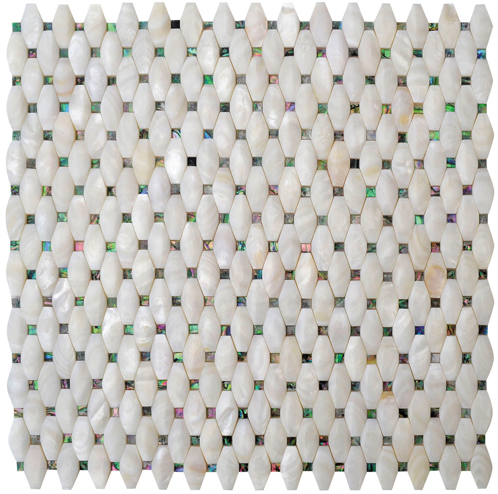 White 11x11 Polished Octagon Shell Mother of Pearl Mosaic Tile (20 pack, 18.68 sq ft/case) - Sample