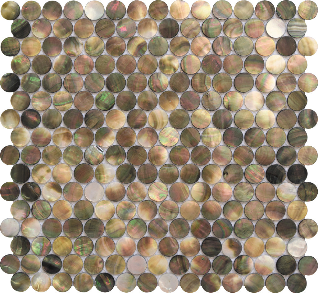 11x11 Beige and Brown Penny Round Tile