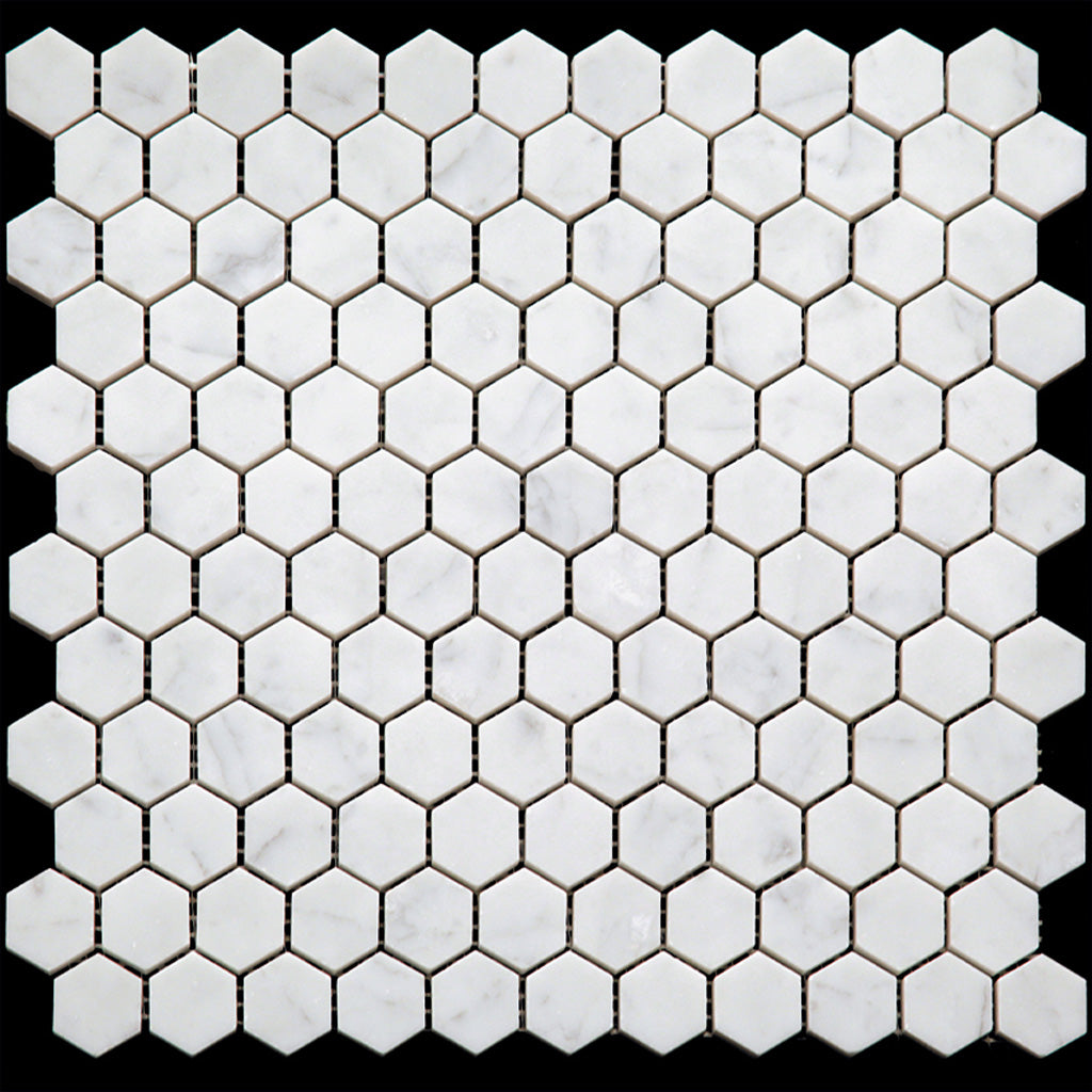 White 11x12 Honed Hexagon Marble Mosaic Tile (5 pack, 4.55 sq ft/case) - Sample