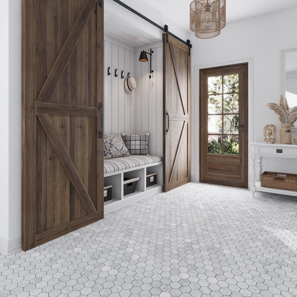 Powder White 12x12 Honed Hexagon Bianco Carrara Marble Mosaic Tile (5 pack, 4.83 sq ft/case)