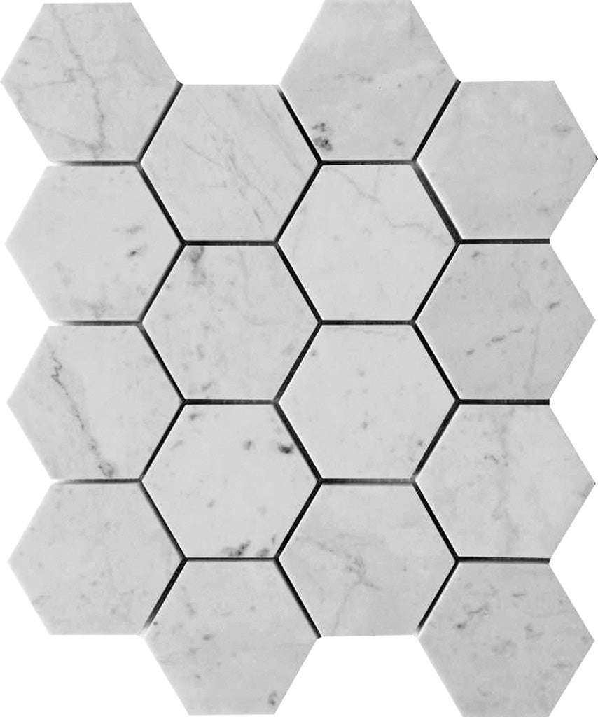 White 10x12 Honed Hexagon Marble Mosaic Tile (5 pack, 4.49 sq ft/case) - Sample