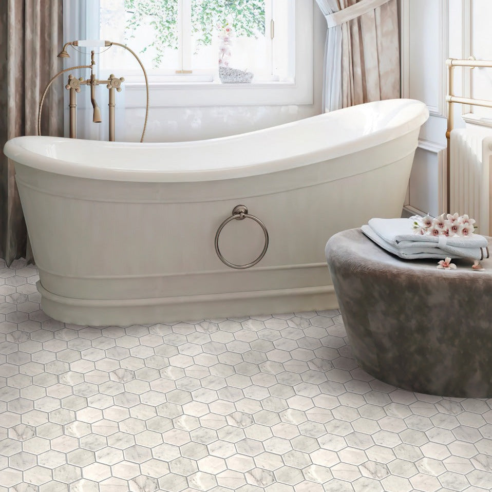 Apollo Tile Heritage White 12-in x 12-in Polished Natural Stone Marble Hexagon Floor and Wall Tile (4.55-sq. ft/ Carton)